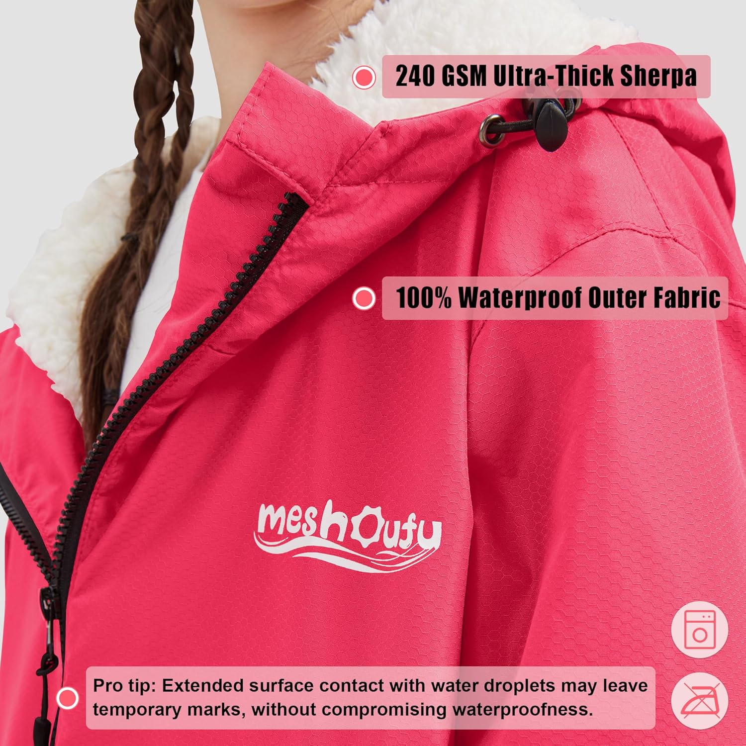 Kids Swim Parka, Waterproof Swimming Jacket, Hooded Surf Changing Robe, Warm Winter Swim Coat - Image 6