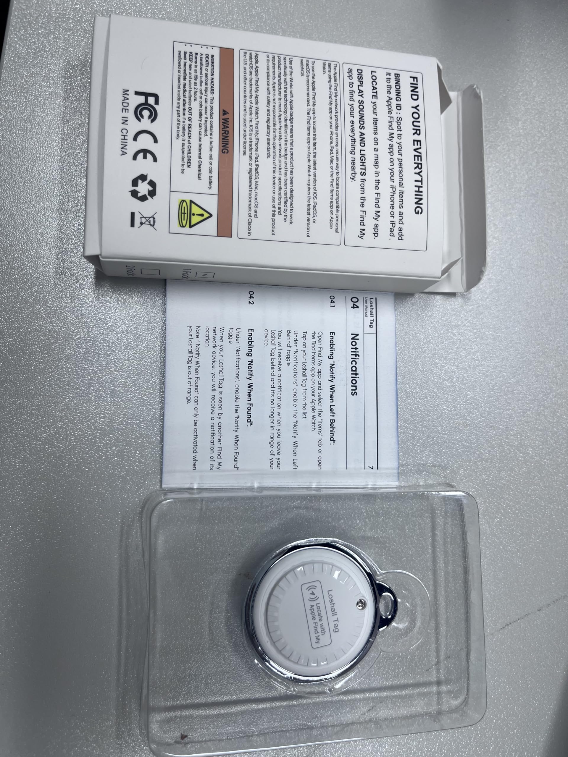 Powerful Bluetooth Tracker, Key Finder and Item Locator for Pet,Wallet,Backpack,Dog Luggage, Both iOS Compatible, Phone Finder, 2-Pack (White)