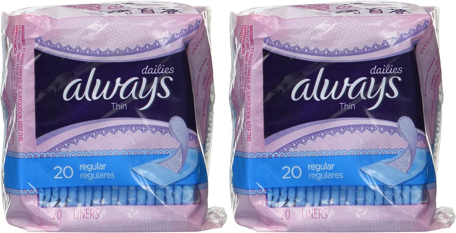Always Dailies Thin Regular 20 Count - 2 Pack