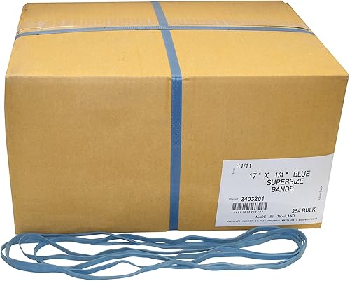 Alliance Bandas de goma 2403201 de gran tamaño, bandas de goma de látex de alta resistencia azul de 17 pulgadas (el cartón de 25 libras contiene disponible en Yaxa Venezuela