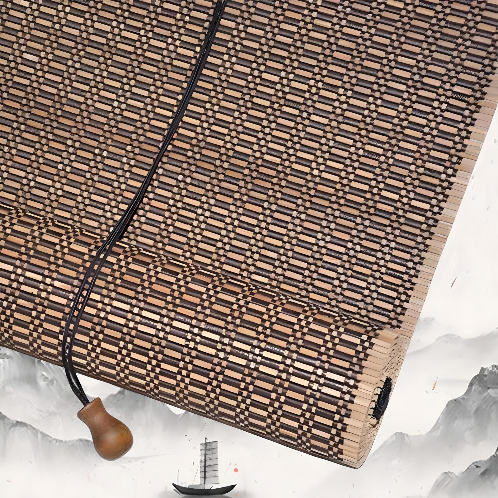 Eiauiuo Natural Bamboo Roller Blind - UV Protection, Blackout & Privacy Protection Blinds For Living Room, Bedroom, Kitchen, Balcony, Garden | Eco-Friendly Bamboo Curtains(60x110cm)
