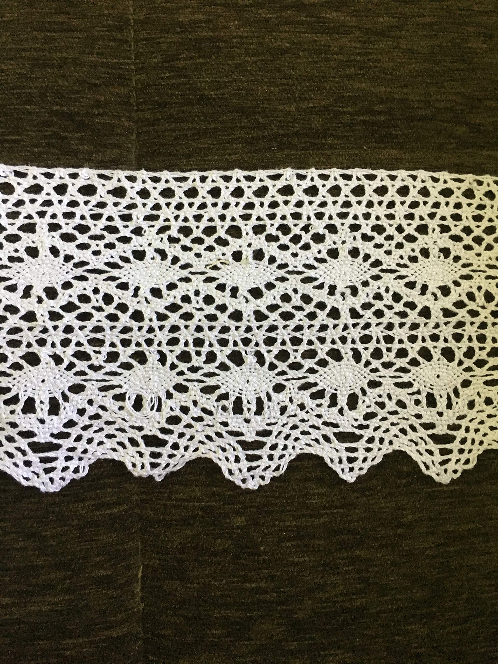 DaSync Very Broad White Crochet,Croshia Crosia Lace&Border Material For Trims Latkan Hanging Jhallar Tassel,Embroidered Laces,Applique,Fabric Lace,Sewing Supplies,Cotton Work Lace 9 Meters-image-25