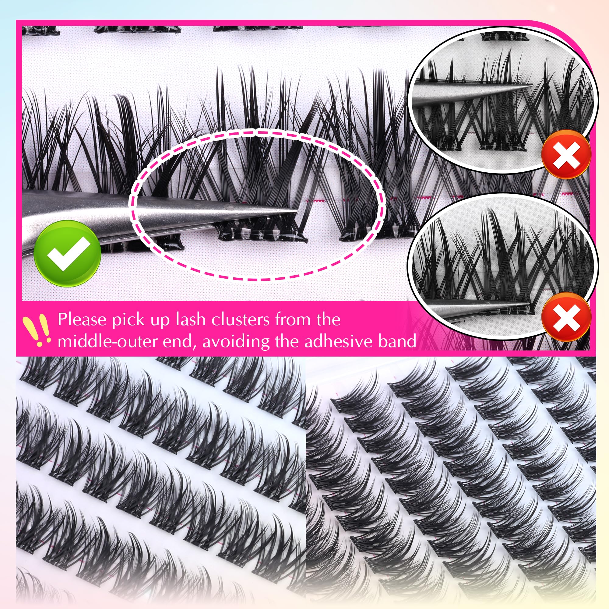 Self Adhesive Eyelashes Wispy Self Adhesive Lash Clusters Natural Lashes Clusters Pre Glued Eyelash Clusters C Curl Cluster Eyelash Extensions Press on Lashes No Glue Needed Reusable 10-16mm