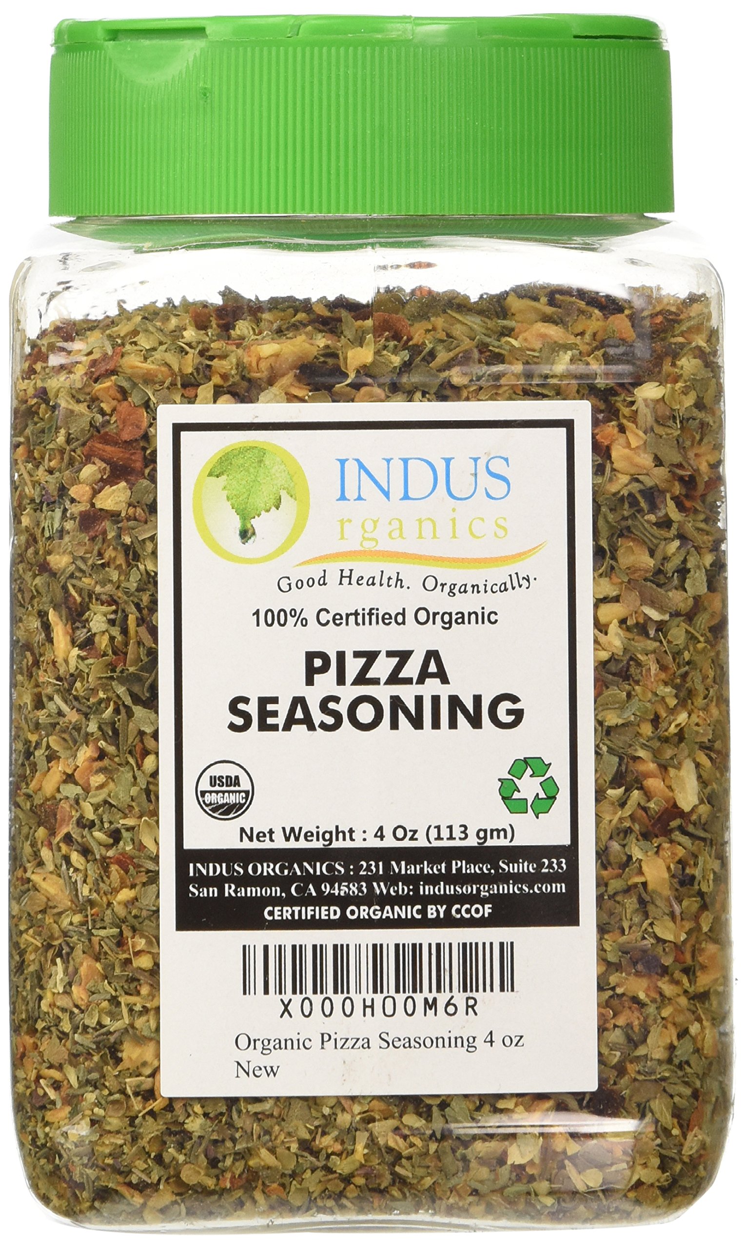 Indus Organics Pizza/Italian Seasoning Blend, 4 Oz Jar, Salt Free, Premium Grade, Freshly Packed