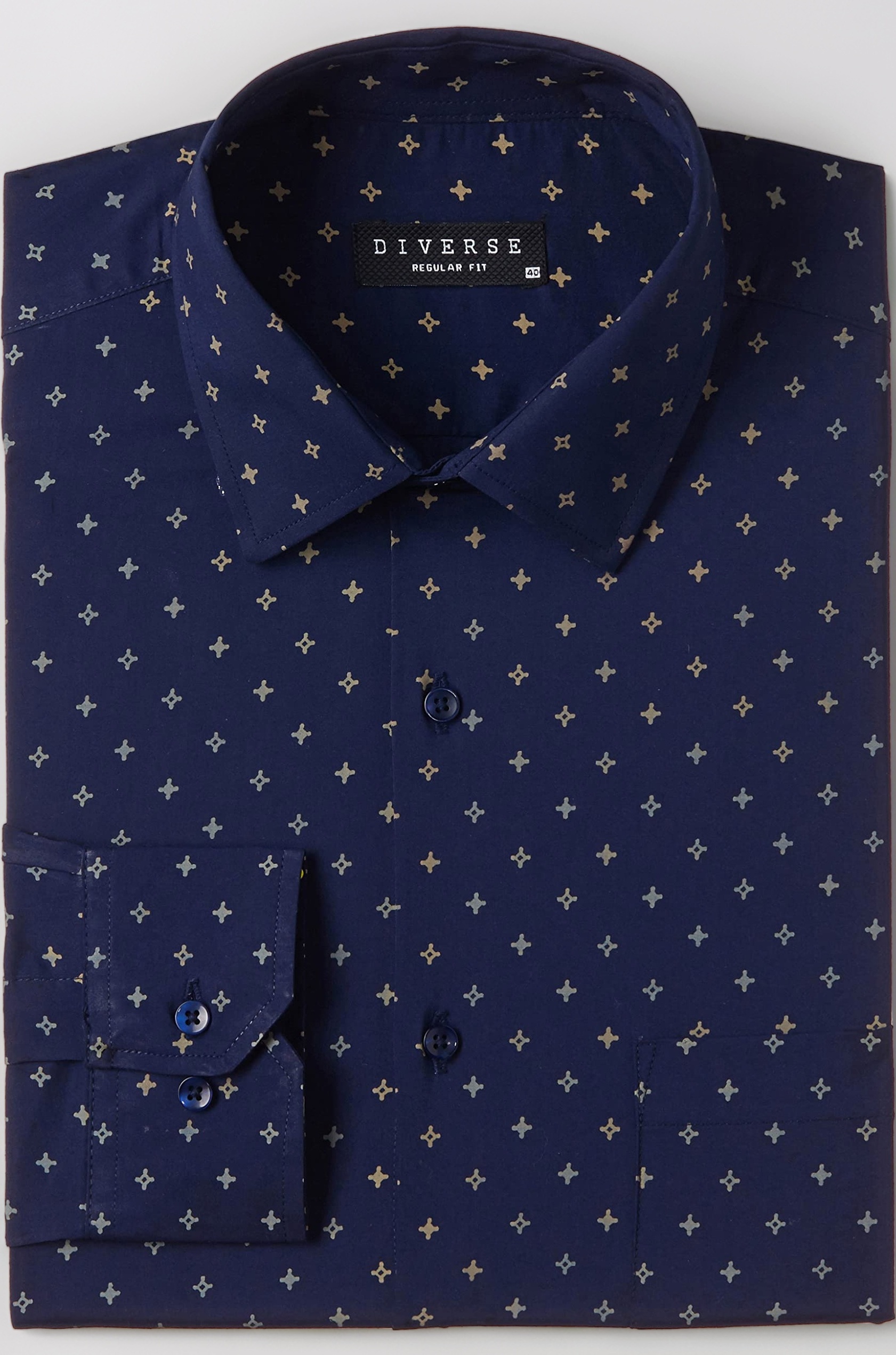 Diverse Men's Cotton Printed Full Sleeve Regular Formal Shirt