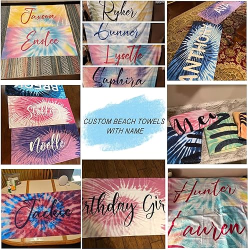 Miniatura 10 de Toallas de playa personalizadas de gran tamaño para adultos, toallas de playa personalizadas con nombre, toalla de playa de secado rápido para