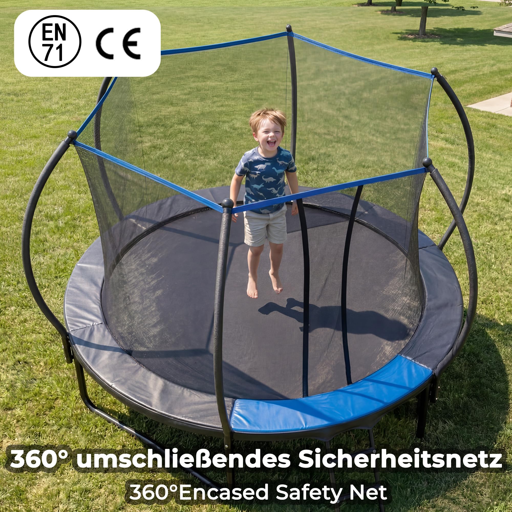 Generisch Trampolina ogrodowa 305 cm z siatką i drabinką dla dzieci