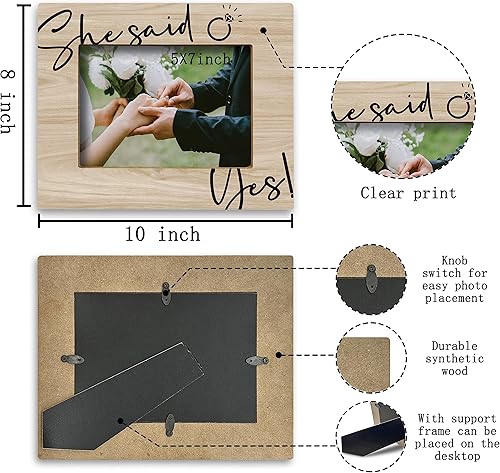 Miniatura 6 de FONDCANYON Marco de fotos de 5 x 7 pulgadas, madera, rústico, 8 x 10 pulgadas, regalos de compromiso para parejas recién comprometidas únicas