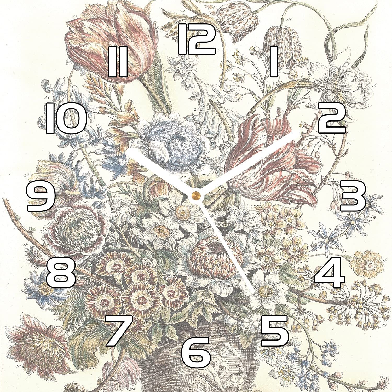 Horloge en Verre Fleurs Champêtres pour une Cuisine Lumineuse et Moderne