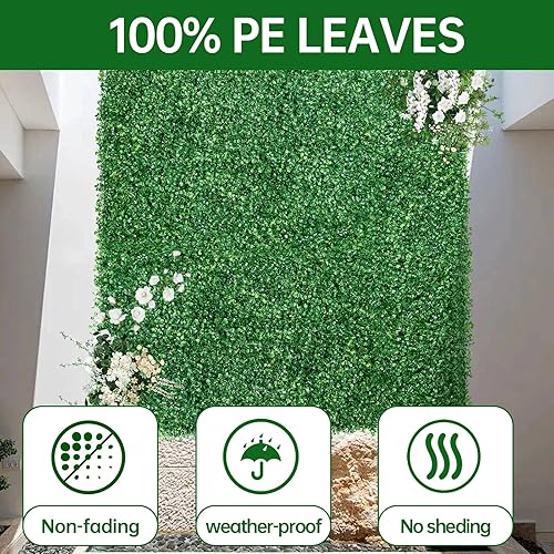 Miniatura 10 de ZXMOTO Paneles de seto artificiales de boj, 24 piezas de plantas de seto topiario, decoración de pared de césped sintético, para decoración de