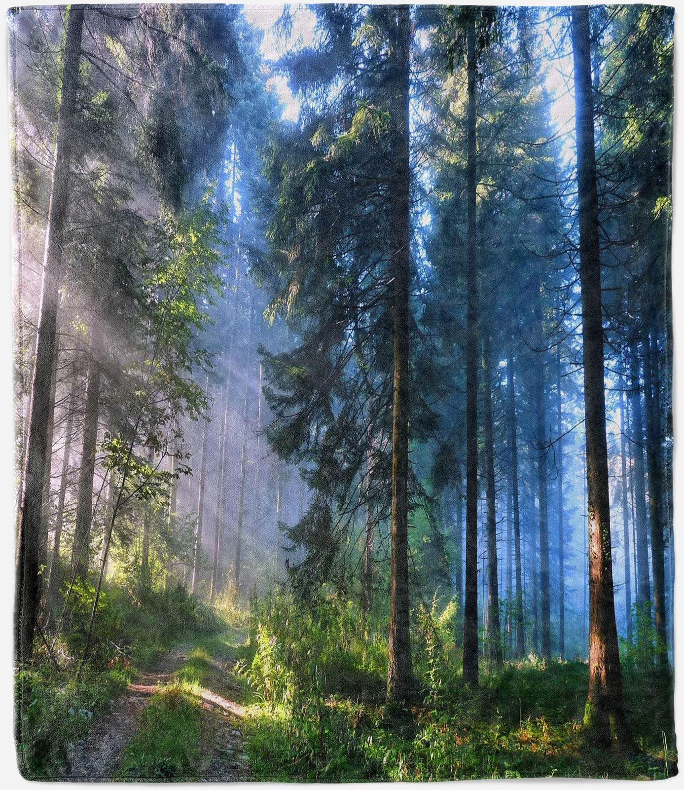 ANHOPE Misty Forest Blanket Soft Warm Lightweight Flannel Throw Blanket for Bed Sofa Couch Woodland Tree Print Pattern All Season Fluffy Throw for Kids Baby Toddler 100 x 130 cm