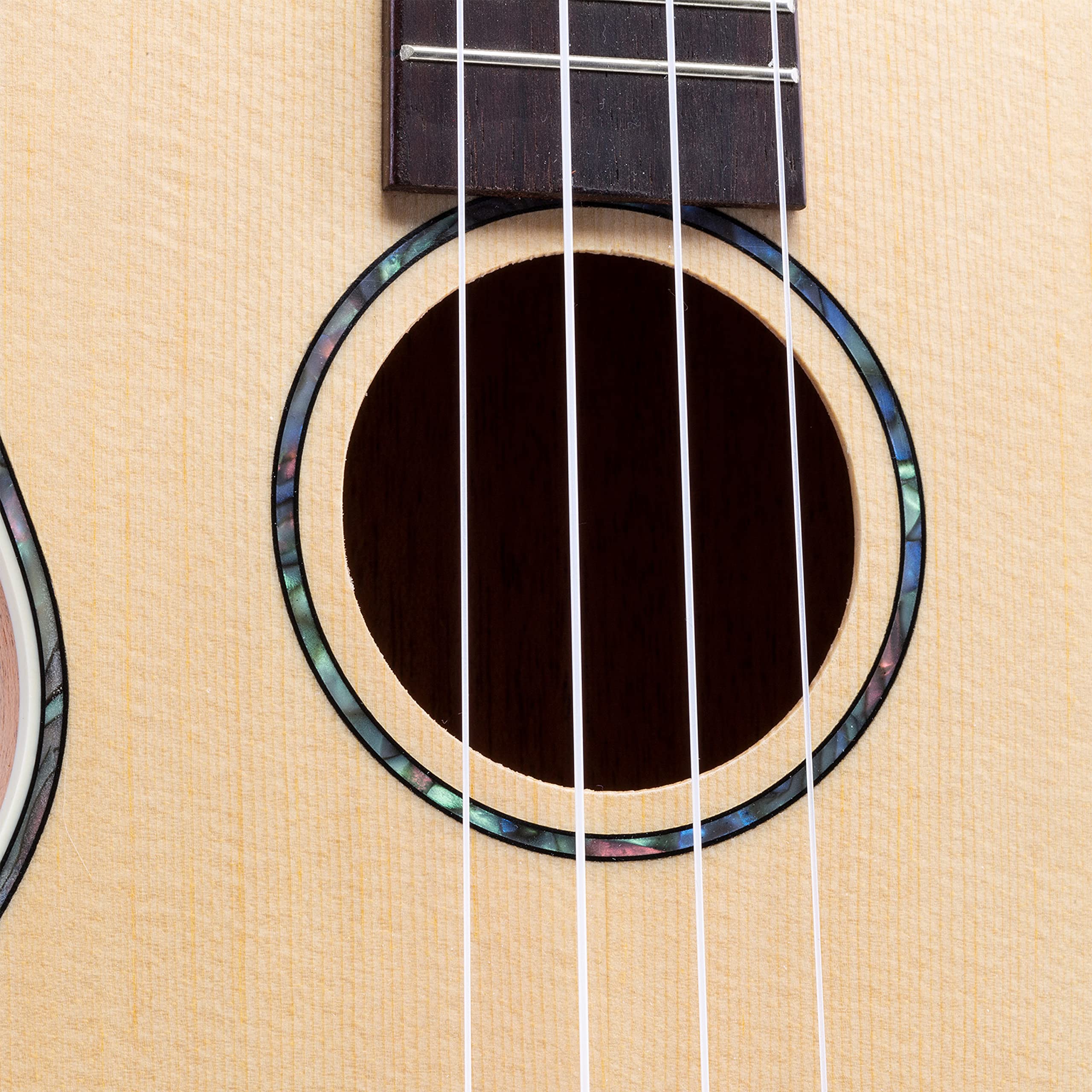 VOLT Ukulele Texas, Größe: Soprano, massive Decke Fichte, Griffbrett: Palisander, edle Hochglanzlackierung, Perlmutt-Einfassungen, Länge: ca. 540 mm, mit Gurtknöpfen, inkl. gefütterte Tasche