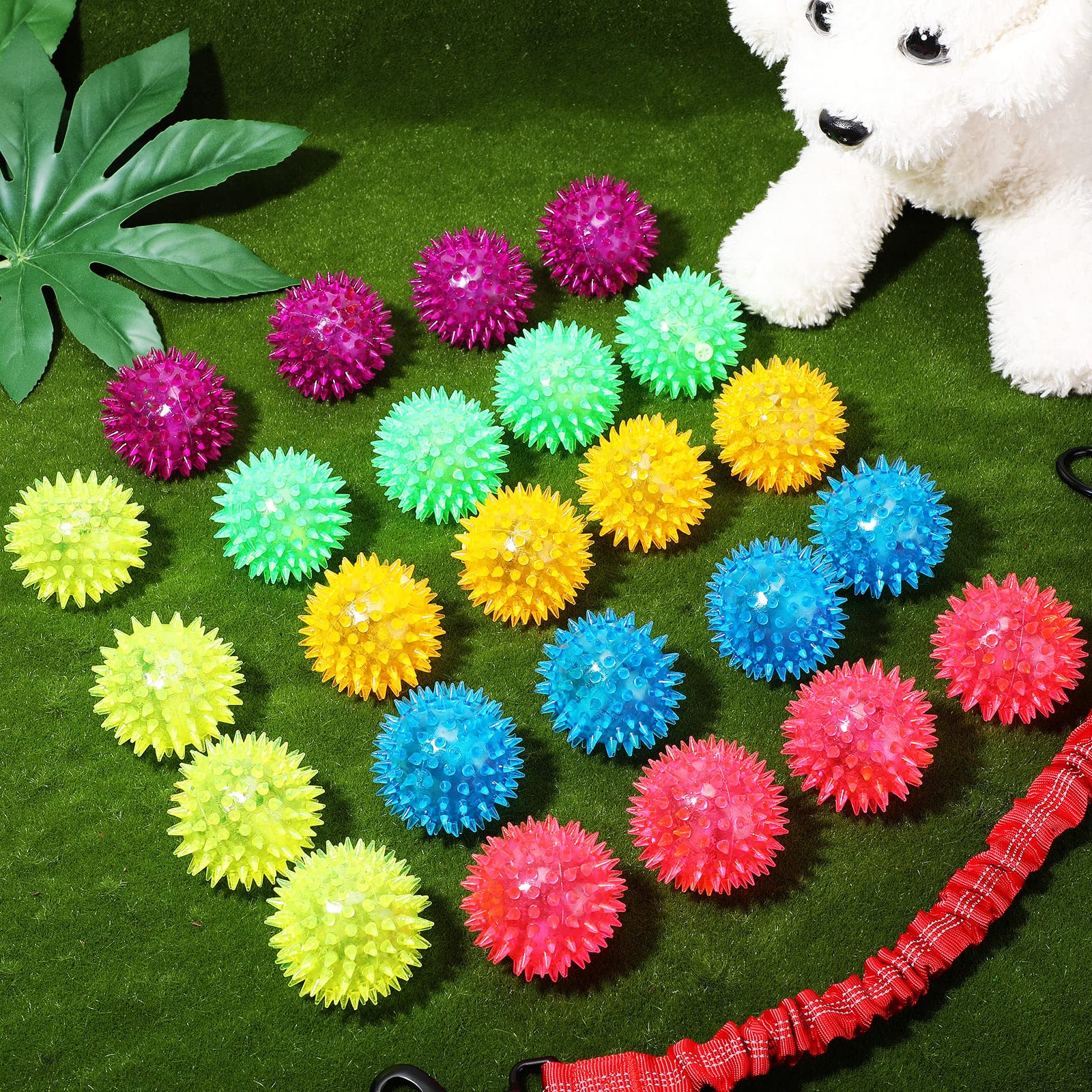60 Stück 6.5 cm stachelige Hundebälle Quietschbälle für Hunde, kleine Apportiergummibälle, Welpen, stacheliger Ball, Hundespielzeug, Weihnachten, kleine, saubere Zähne und Training, mehrfarbig