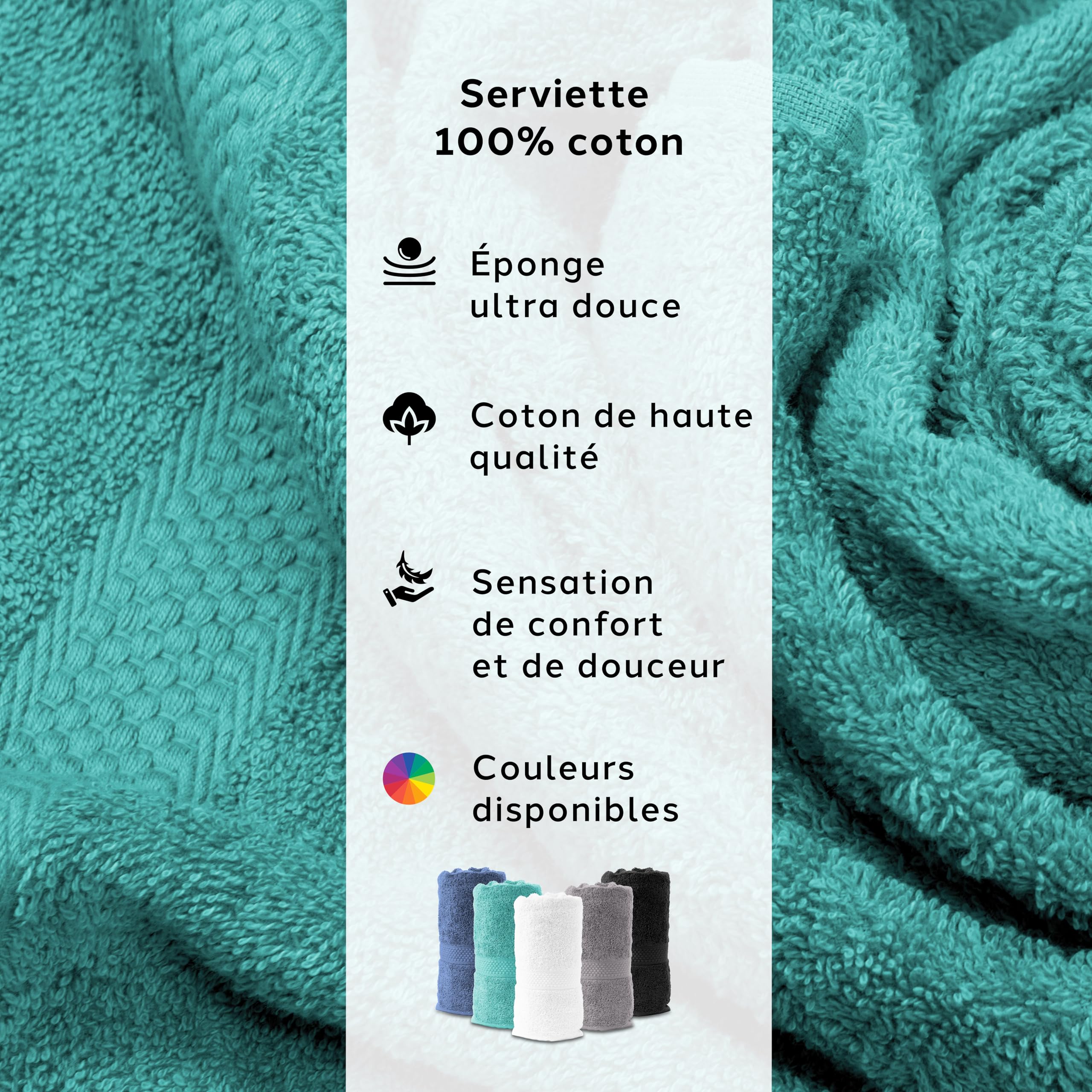 Caleffi Lot de 6 Serviettes de Bain Visage et invités en Coton, 55 x 100 cm