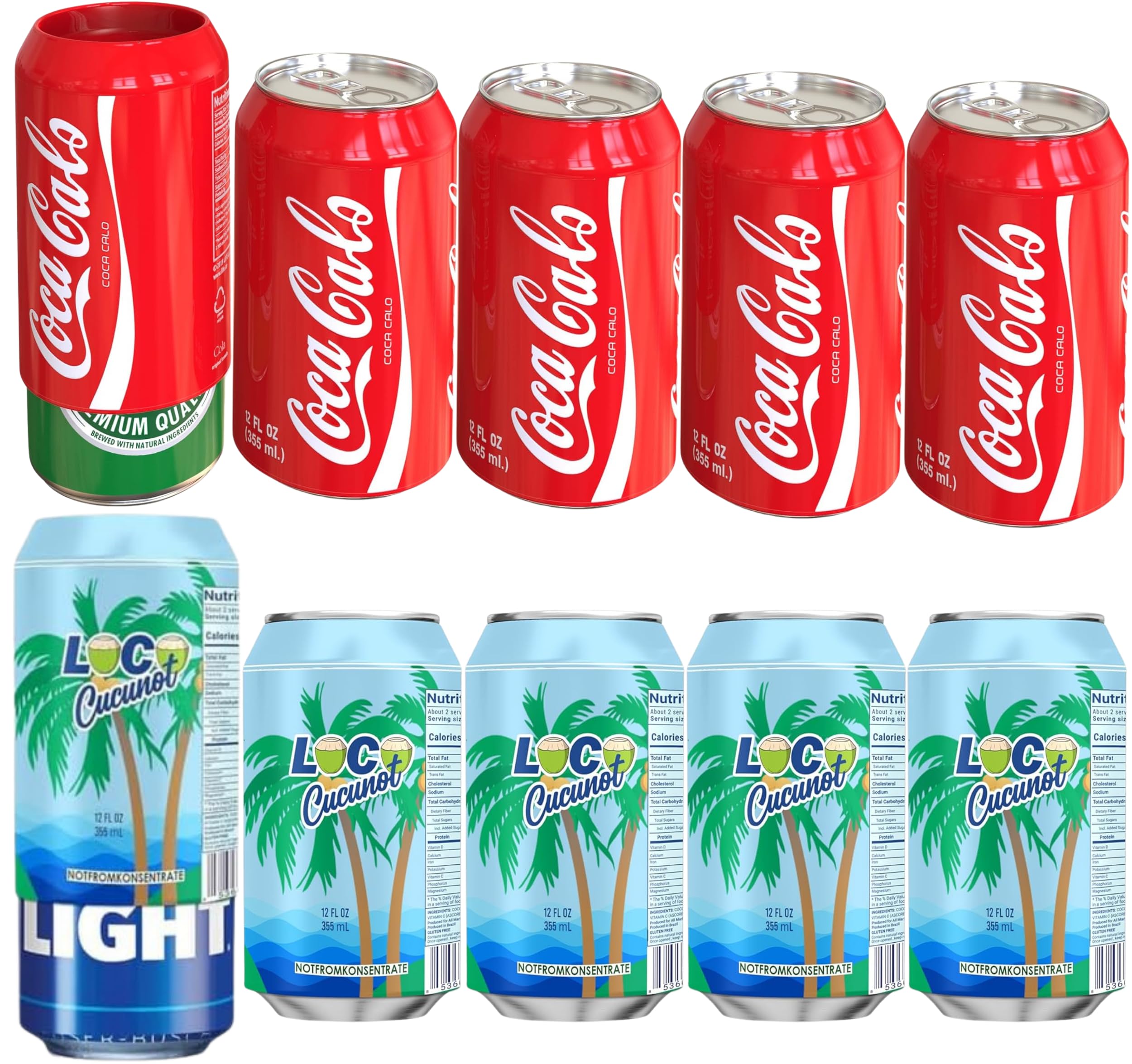 BeerSkin Skywin Silicone Can Covers that Look Like Soda - 10 Pack 12 oz (355ml), Reusable & Durable Soda Can Cover, Fun Kozies for Cans for Parties, Outdoor, Beach Accessories (5 Red & 5 Light Blue)