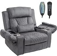 FUNECORP Big Man Power Lift Recliner: 28" Extra Wide Lay Flat Chair w/ Dual OKIN Motors, Heat, Vibration Massage, USB-C for Seniors