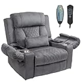 Big Man Power Lay Flat Lift Chair Oversized Recliner Dual Motor Heat Vibration for Elderly, Overstuffed Electric 28