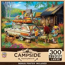 MasterPieces 300 Piece EZ Grip Jigsaw Puzzle - Unpacking Memories - Large Pieces for Adults & Family, 18" x 24", Retro Summer Cabin Theme