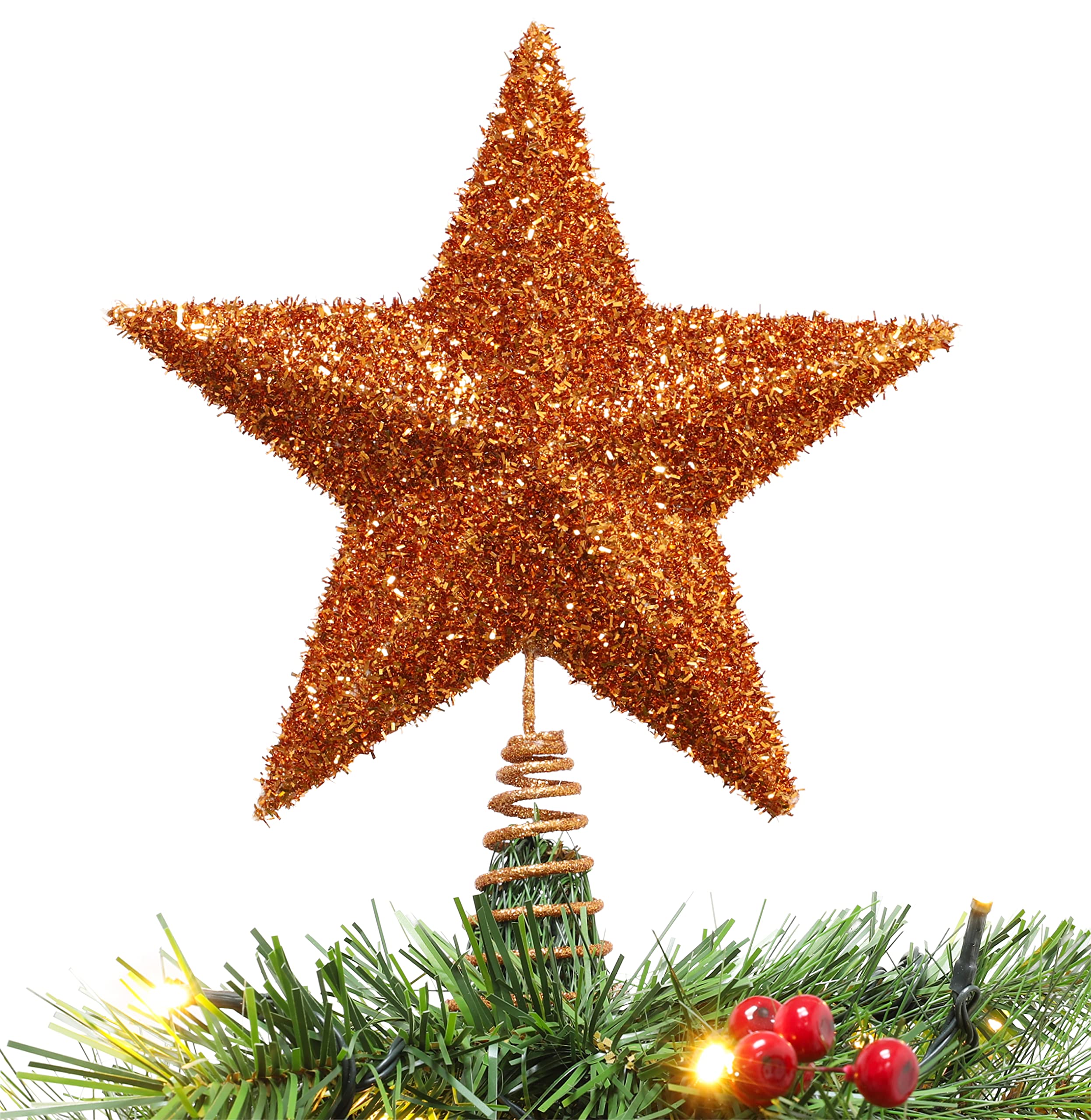 Christmas Concepts Copper Christmas Concepts® 28Cm Sparkly Tree Top Star - Luxury Christmas Decorations (Copper)