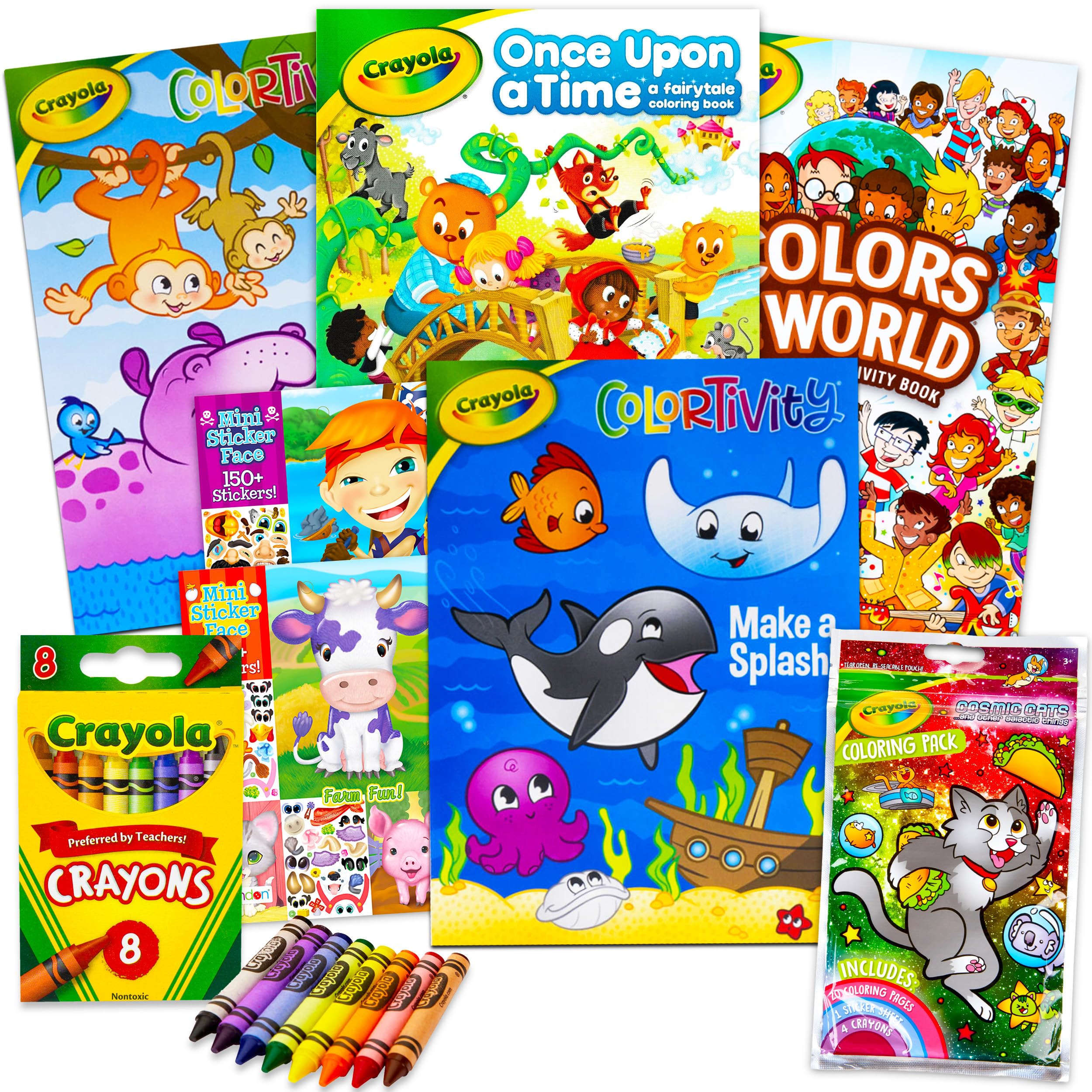 Coloring Books for Kids Learning Set Bundle - 7 Pc Animal Coloring Activity Books Learning Crayons and Stickers