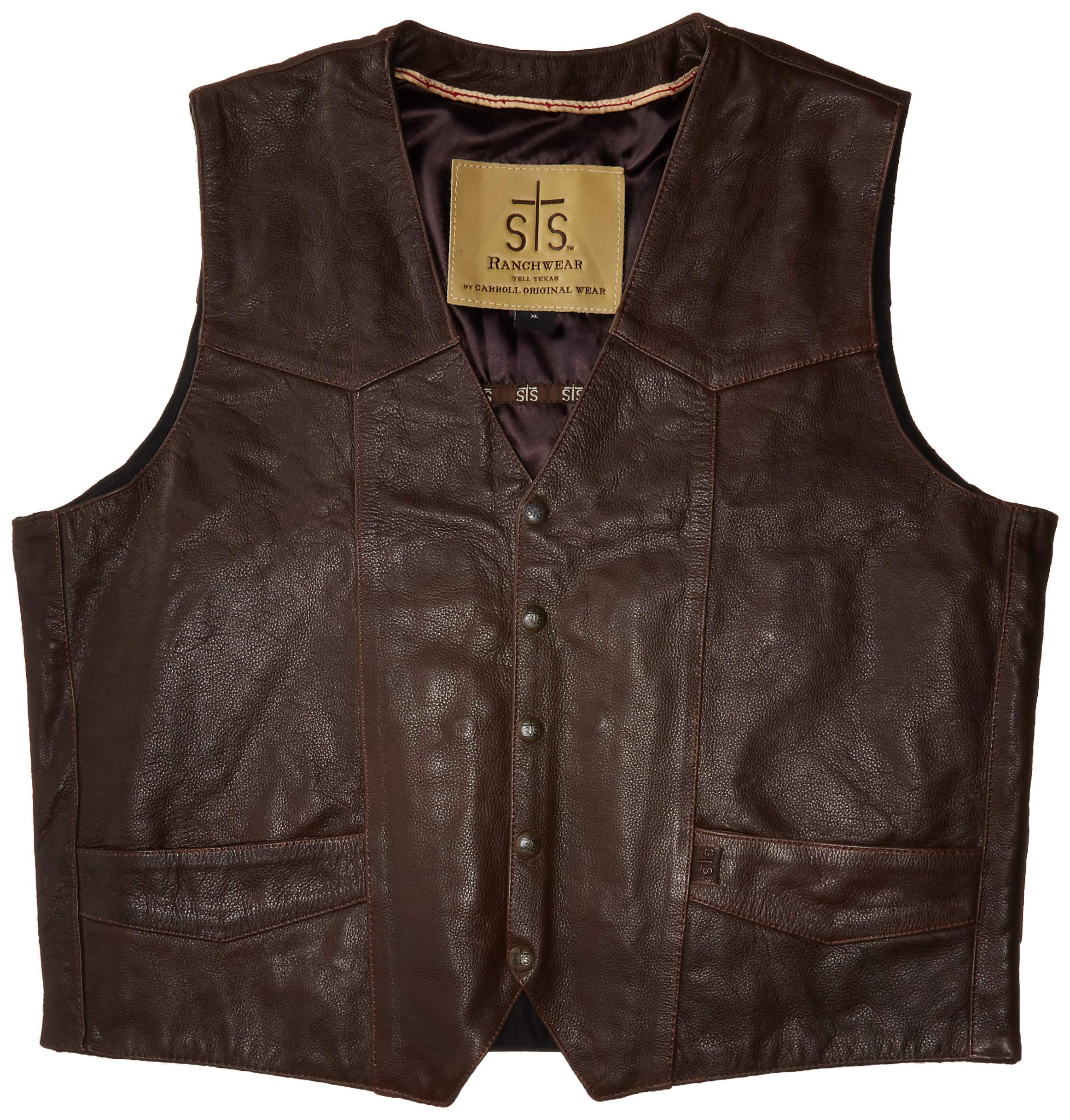 STS RanchwearMen's Lightweight Classic Leather Vest (brandy, Extra Large)