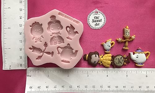 Miniatura 2 de BEAUTY & THE BEAST BELLE & FRIENDS (Medidas Segunda imagen/NO DEVOLUCIONES)) Molde de silicona por Oh! Sweet Art