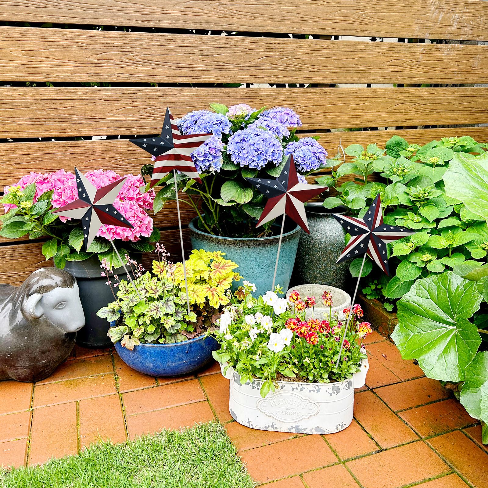 Amazon.com: Veclotch 4set Metal Star US Flag Patriotic Garden