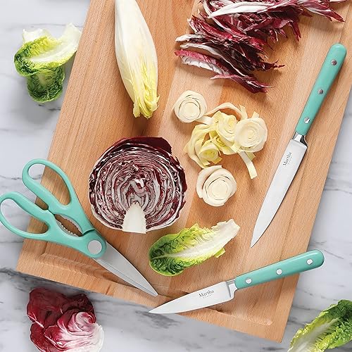 Miniatura 3 de Martha Stewart Juego de 14 cuchillos de acero inoxidable de alto carbono con ABS triple remachado mango forjado bloque de madera de fresno - Martha