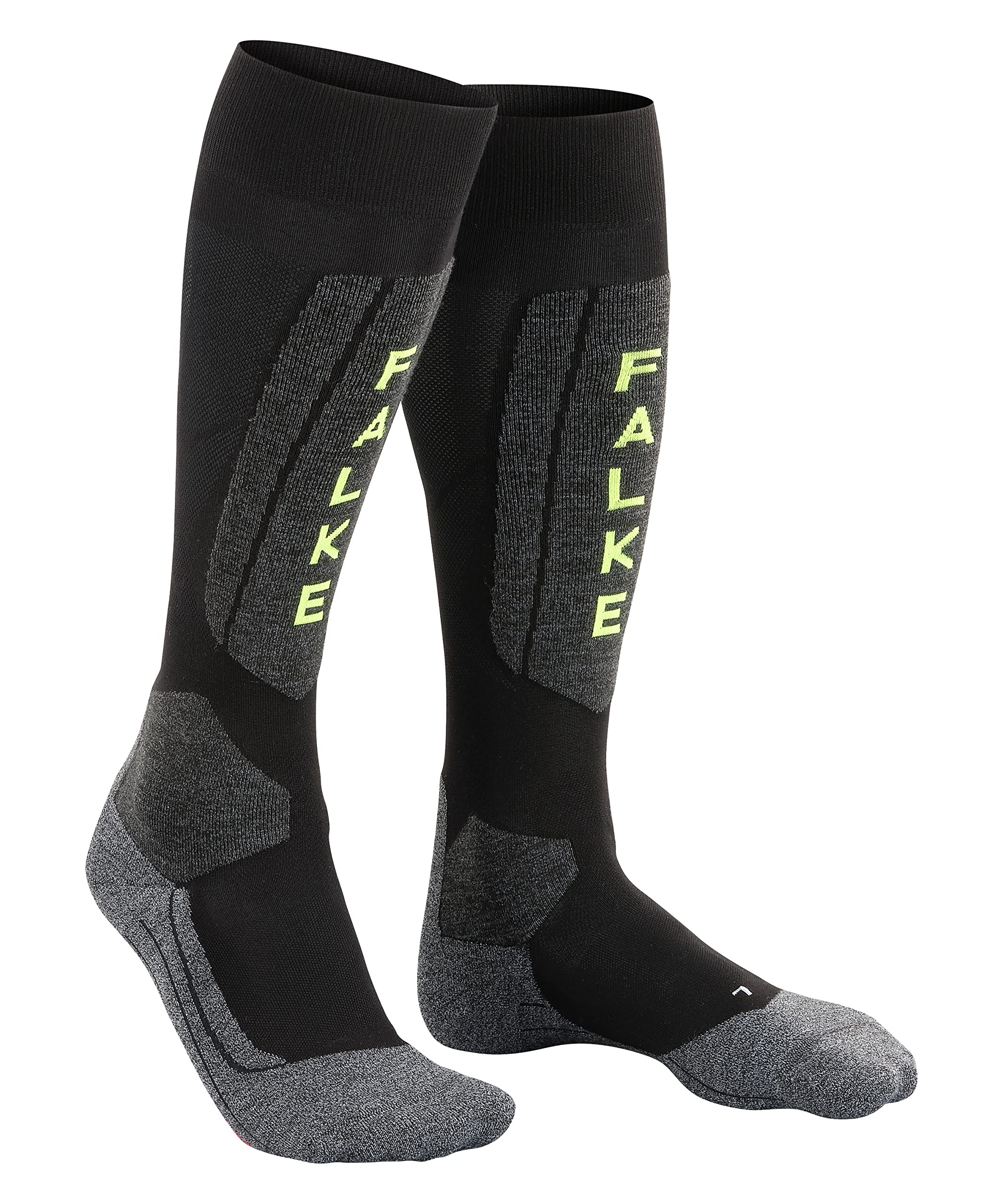 FALKE Men's SK5 Ski Socks, Silk, Knee High, Ultra Light Cushion, Breathable Quick Dry, Winter Athletic Sock, Black (Black-Lightning 3171), 9-10, 1 Pair