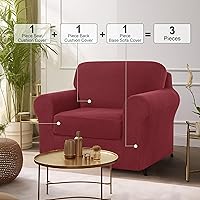 Vista 522 de CHUN YI - Funda elástica para sofá (7 piezas), funda para sofá de 3 plazas con tres respaldos y cojines separados con banda elástica, tela jacquard