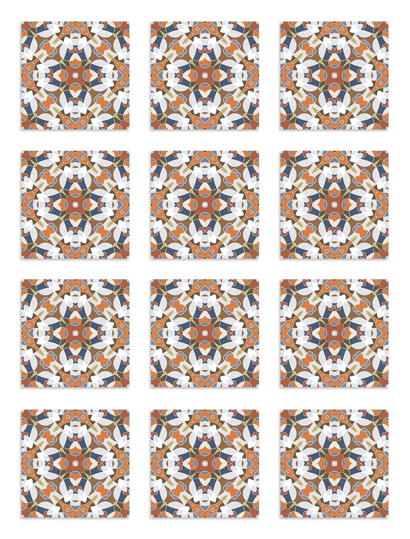Panorama Azulejos Adhesivos Cocina Baño Pack de 72 Baldosas de 10x10 cm Baldosa Modelo Oriental Original - Revestimiento de Paredes - Cenefas Adhesivas