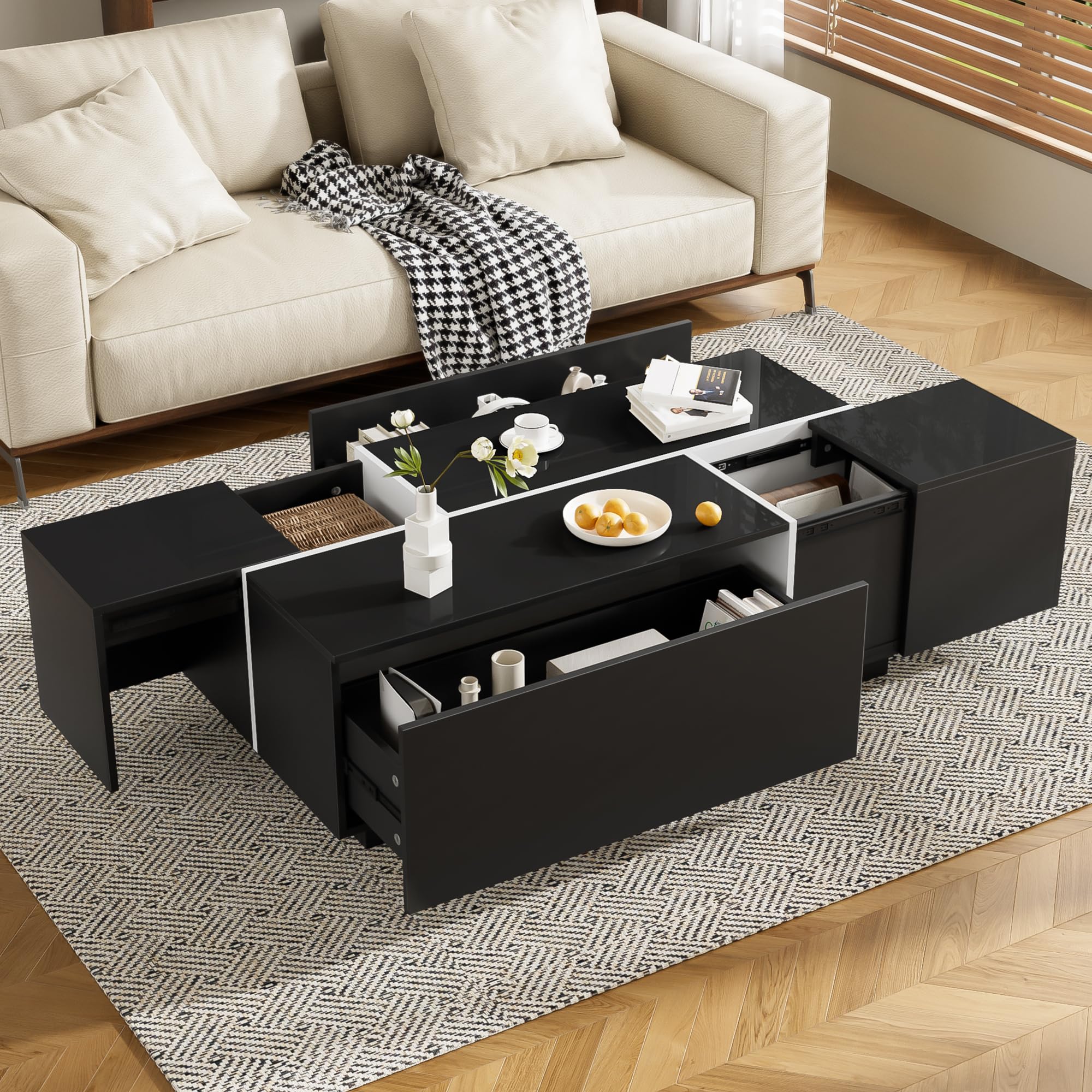 Amazon.com: Merax Coffee Table, Extendable Coffee Table with 2