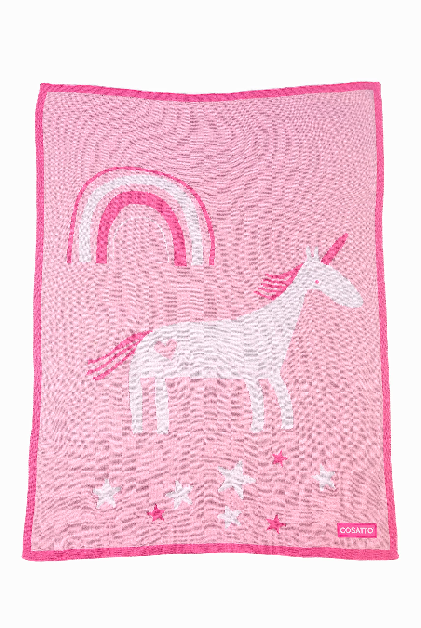 Cosatto Men's Unicorn Land Baby Blanket 90X70 Cm, 100% Combed Cotton Knitted Blanket | Ultra-Soft Blanket For Cot, Pram & Snuggles – Easy Tiger Design – Newborn Essentials Gift Set