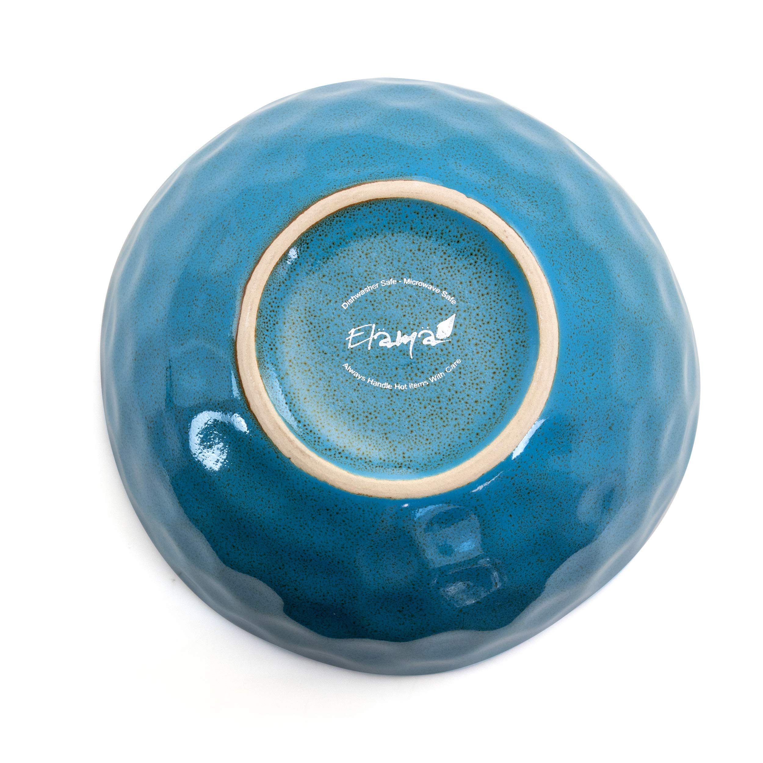 Elama - Juego de vajilla, gres, Azul océano., 16 Piece