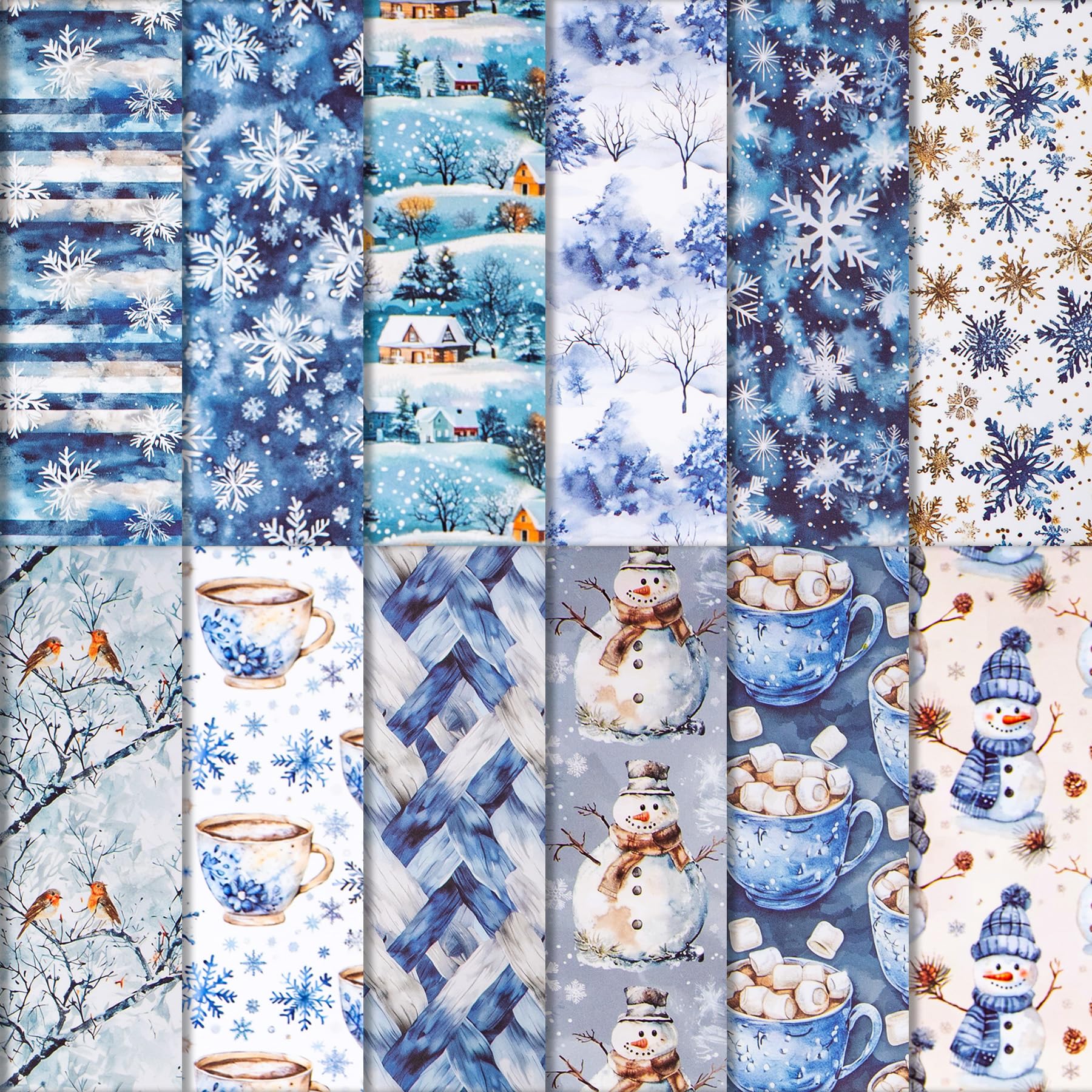 RAORAOYUE 24 Sheets Winter Snowman Scrapbook Paper, 6" x 6" Cardstock Paper Pads, Single-Sided Christmas Cardstock for DIY Card Making Photo Album Journal Decor