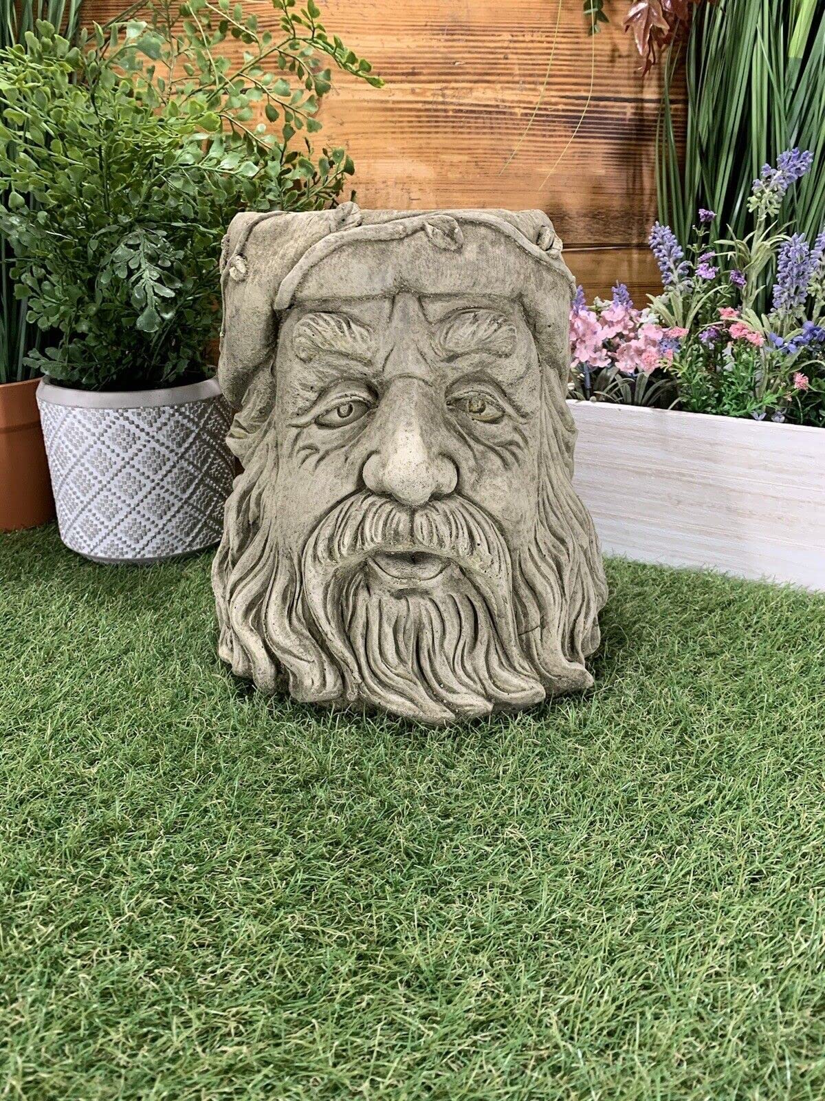 J and L Stone Ornaments Stone Garden Tree Wizard Hanging Plant Pot 10.5" H x 10" W Indoor/Outdoor