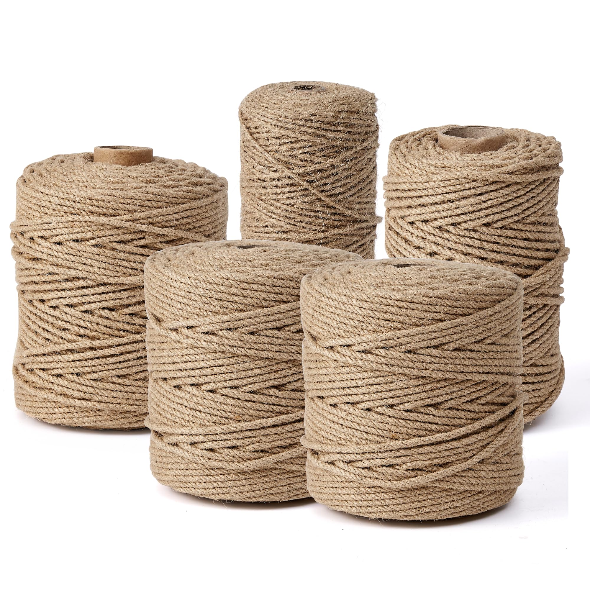 Cuerda de yute natural, cuerda de cáñamo de 656 pies de 1/4 pulgadas para envolver regalos, manualidades, plantas, jardín, Navidad, decoración hecha a mano, cuerda de embalaje para decoración del