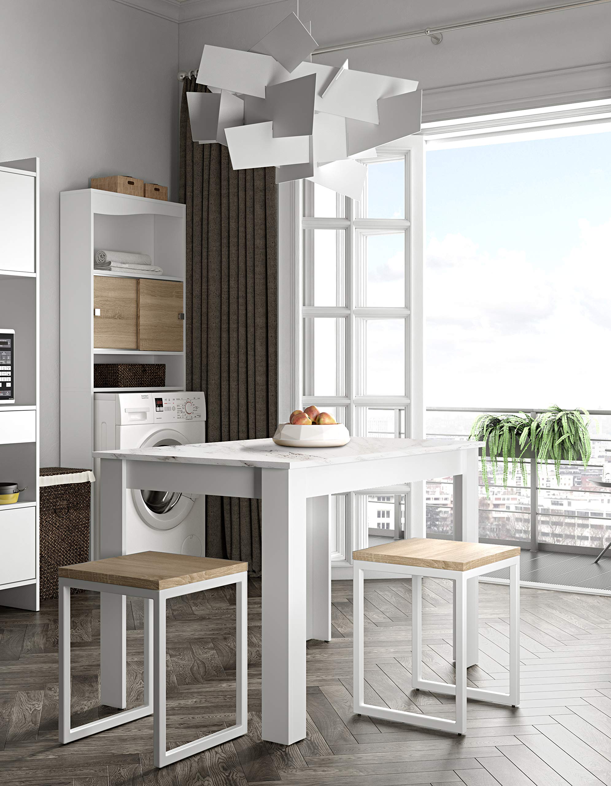 TemaHome Nice Tavolo da Pranzo, Particle Board, Bianco (Marble), 110 x 70 x 73.4 cm