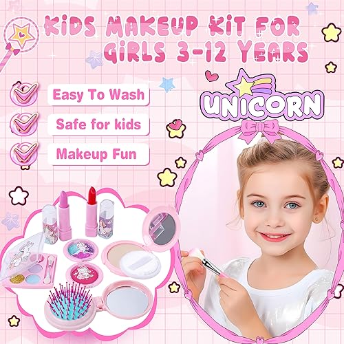 Miniatura 4 de Kit de maquillaje para niños para niñas, juego de maquillaje lavable para niñas de 5 a 8 años, juego de cosméticos real, maquillaje para niñas