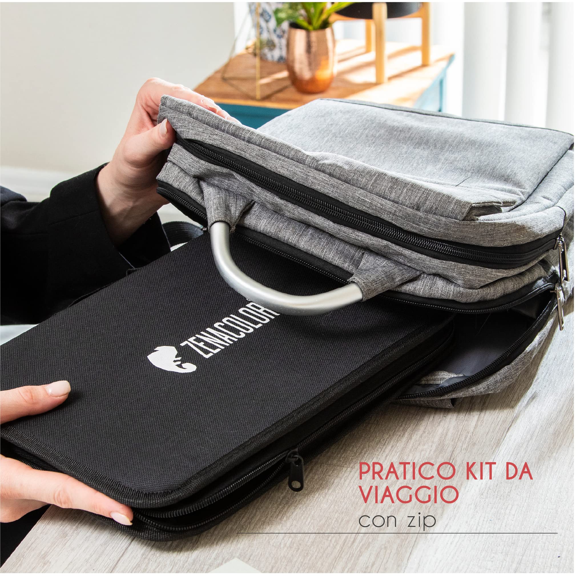 Zenacolor Kit Disegno Completo 74 Pezzi Album da Disegno Astuccio Portatile per Bambini e Adulti