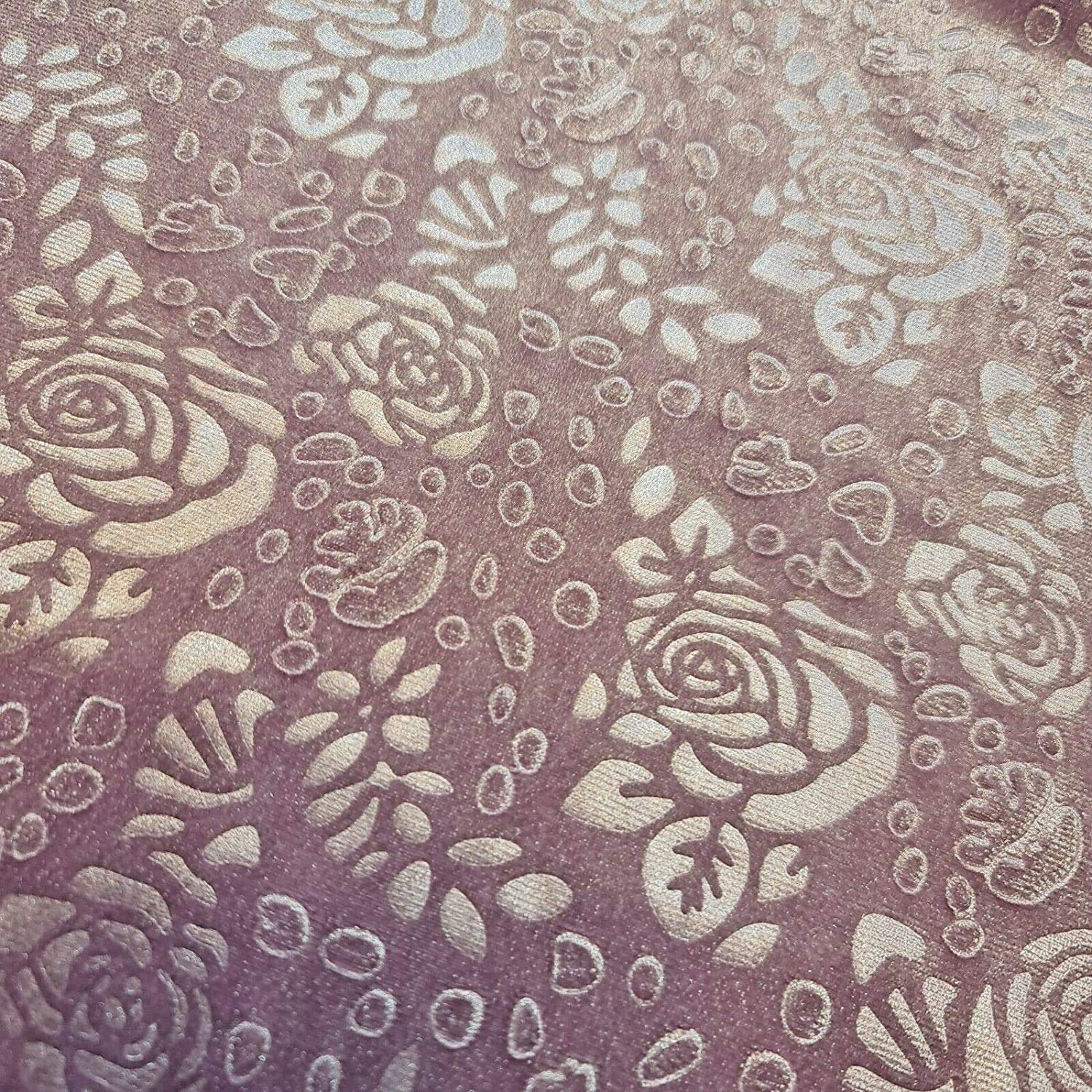 Tessile Stazione Rose Floreale Velluto Rilievo Velluto Abito Artigianale Cuscino Tessuto Al Metro 147,3 cm (5 Metro - Malva)