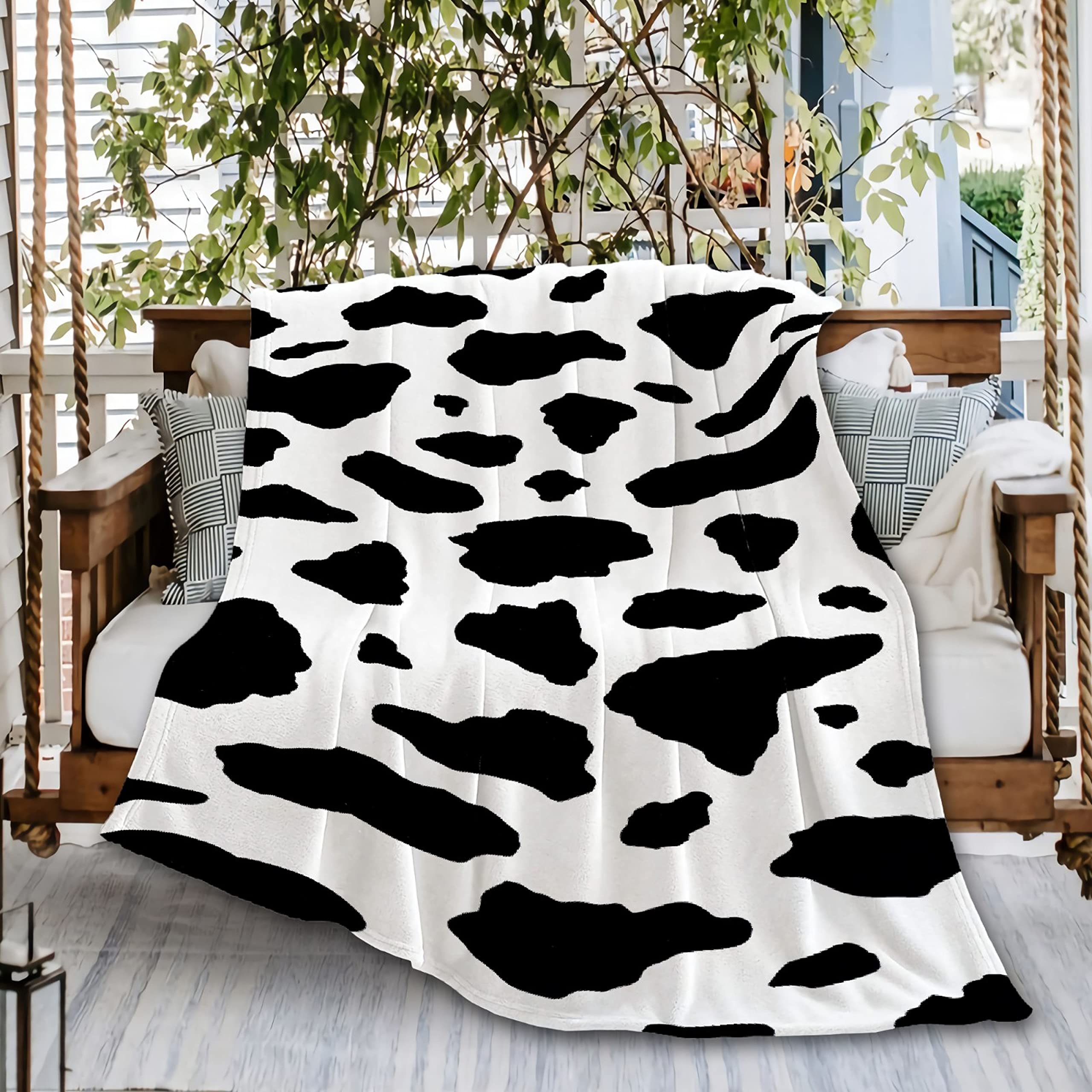 Cow Print Blanket Gift for Boys Girls, Cute Cow Throw Blanket Gifts for Adults Milk Decor Kawaii Cow Plush Soft Lightweight Flannel Fleece Pink Animal Blankets for Sofa Bed Couch 120x90In — image 1
