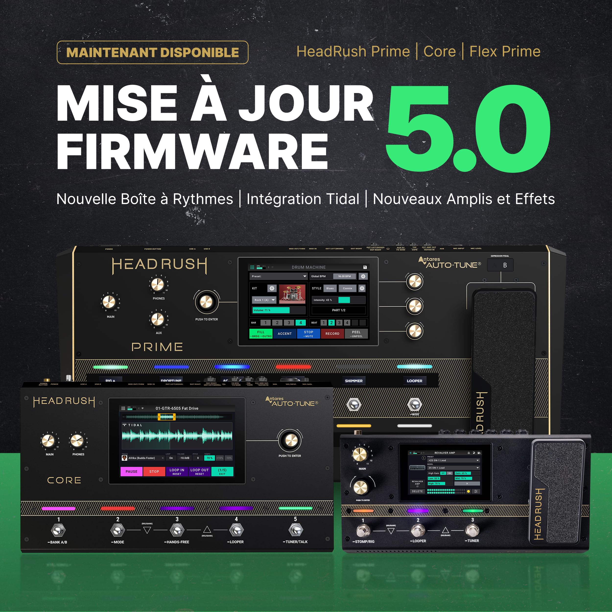 HeadRush Flex Prime Pédale Multi-Effets pour Guitare Électrique | Processeur Multi-Effets avec Cloneur d'Ampli, Looper, Interface Audio, Wi-Fi, Bluetooth, Écran Tactile et Boîte à Rythmes