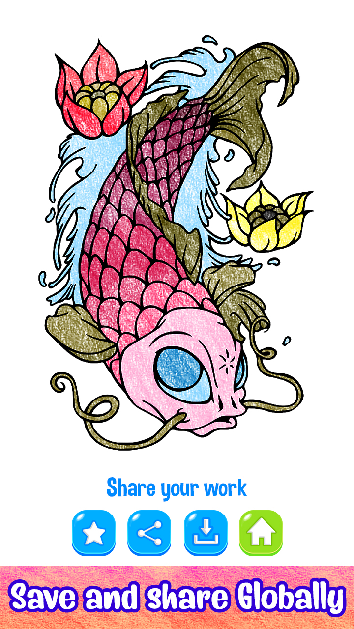 Koi Fish Color By Number - Japanese Paint Art Coloring Book - App