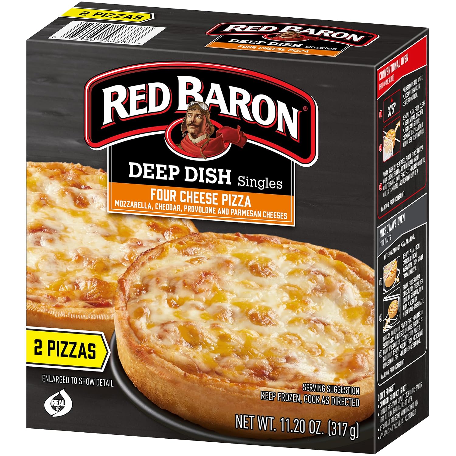 Red Baron Deep Dish Singles 4 Cheese Pizza, 11.2 oz (frozen), 2 count (Pack of 1)