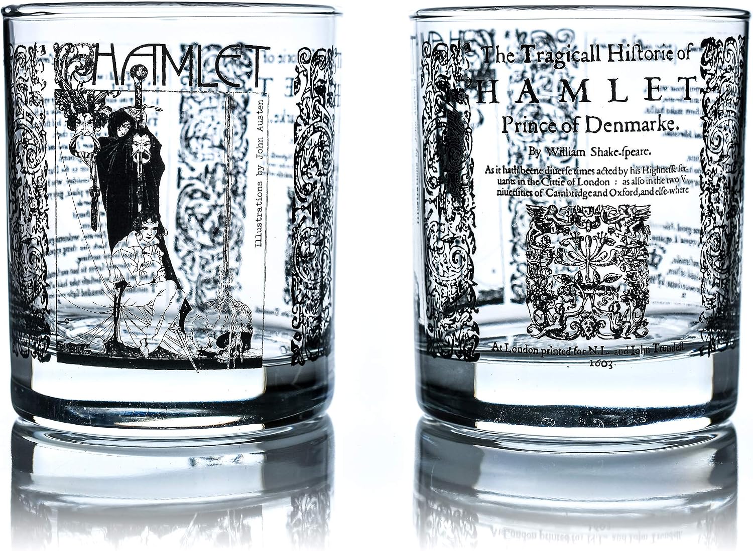 Greenline Goods Whiskey Glasses - Shakespeare Gifts - Hamlet (Set of 2), 10 ounces