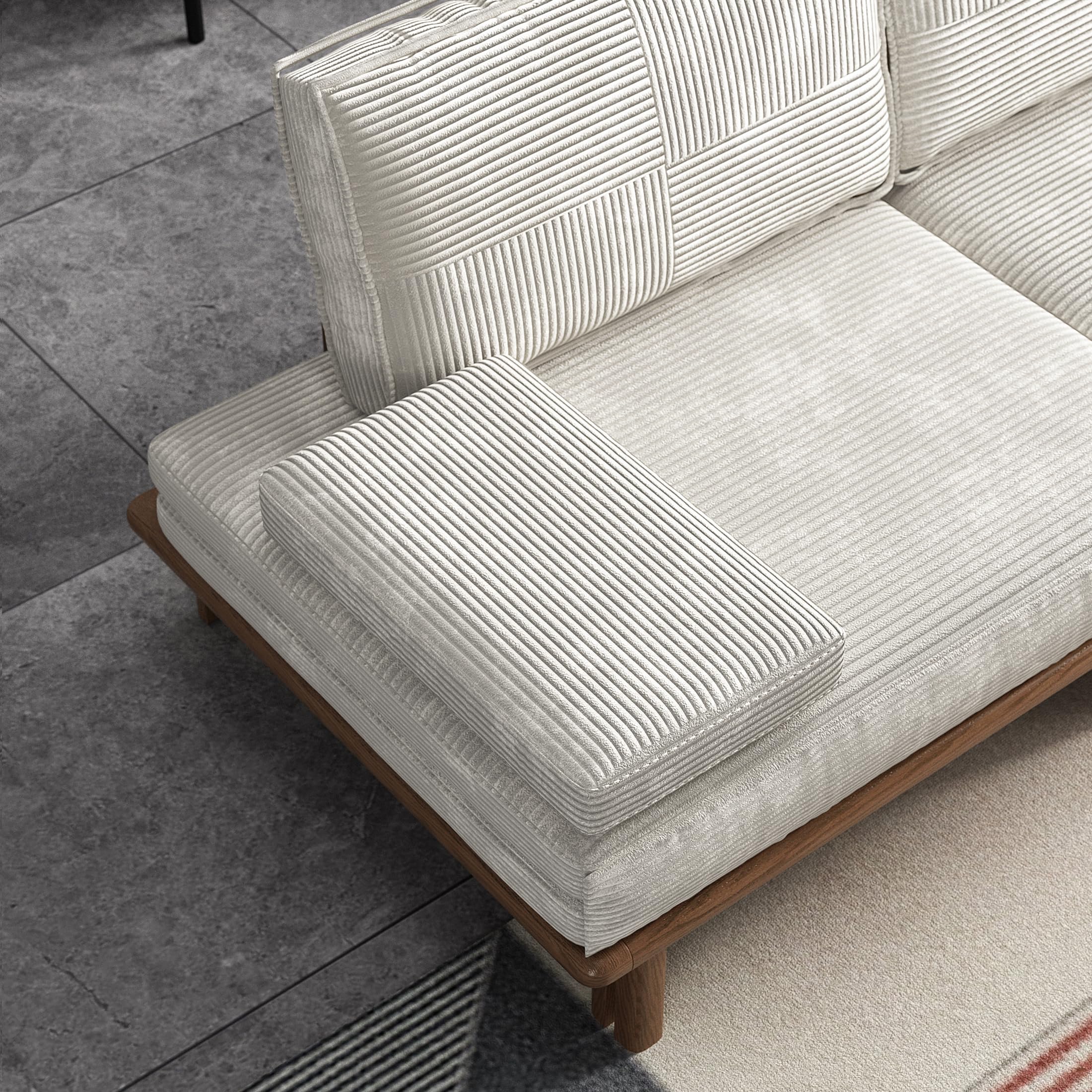 Lartis Sofá cama, sofá cama, sofá cama, sofá moderno, convertible en color caqui, futón moderno para sala de estar, apartamento, dormitorio, sofá de diseño modular, tela de pana