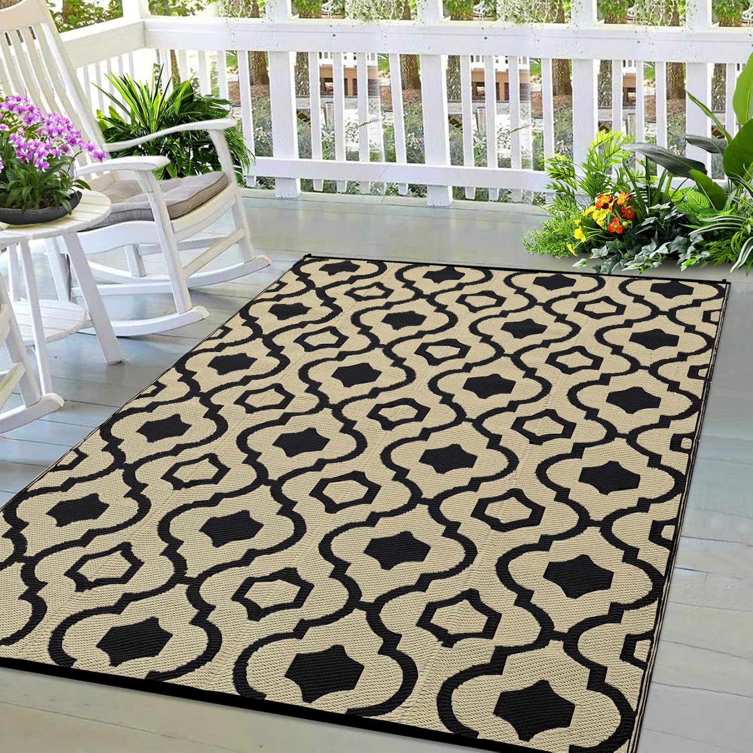 Outdoor Rugs Patio Mat Reversible RV Camping Rug (5'x'8, 6'x9', 8'x10', 9'x12') - Picture 30 of 34