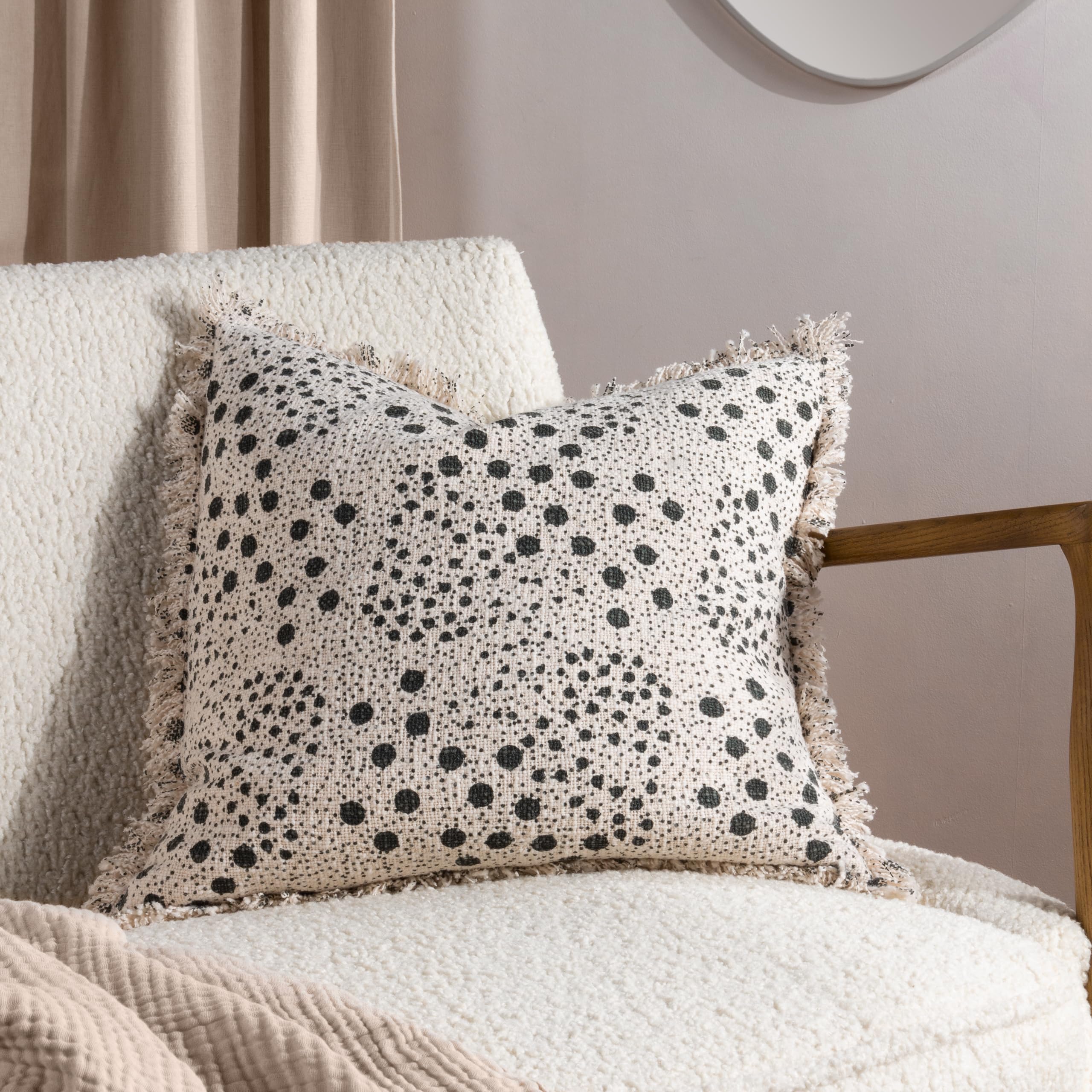 Yard Hara Woven Fringed Cotton Feather Filled Cushion - Twin Pack
