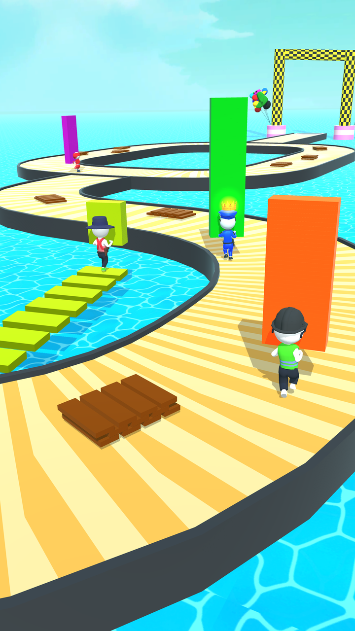 Shortcut run rush cube 3d roof runner rails game high tower bridge